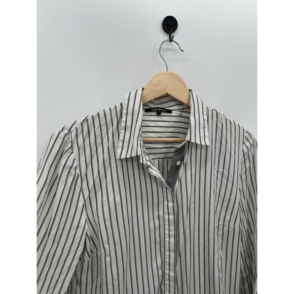 Kobi Halperin Button Down Shirt Women Small Black White Striped Collar Flare - Picture 5 of 9